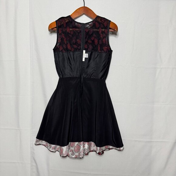 Vintage Y2K RODARTE Black Red Butterfly Embroidered Silk Blend Cocktail Dress - Picture 15 of 17